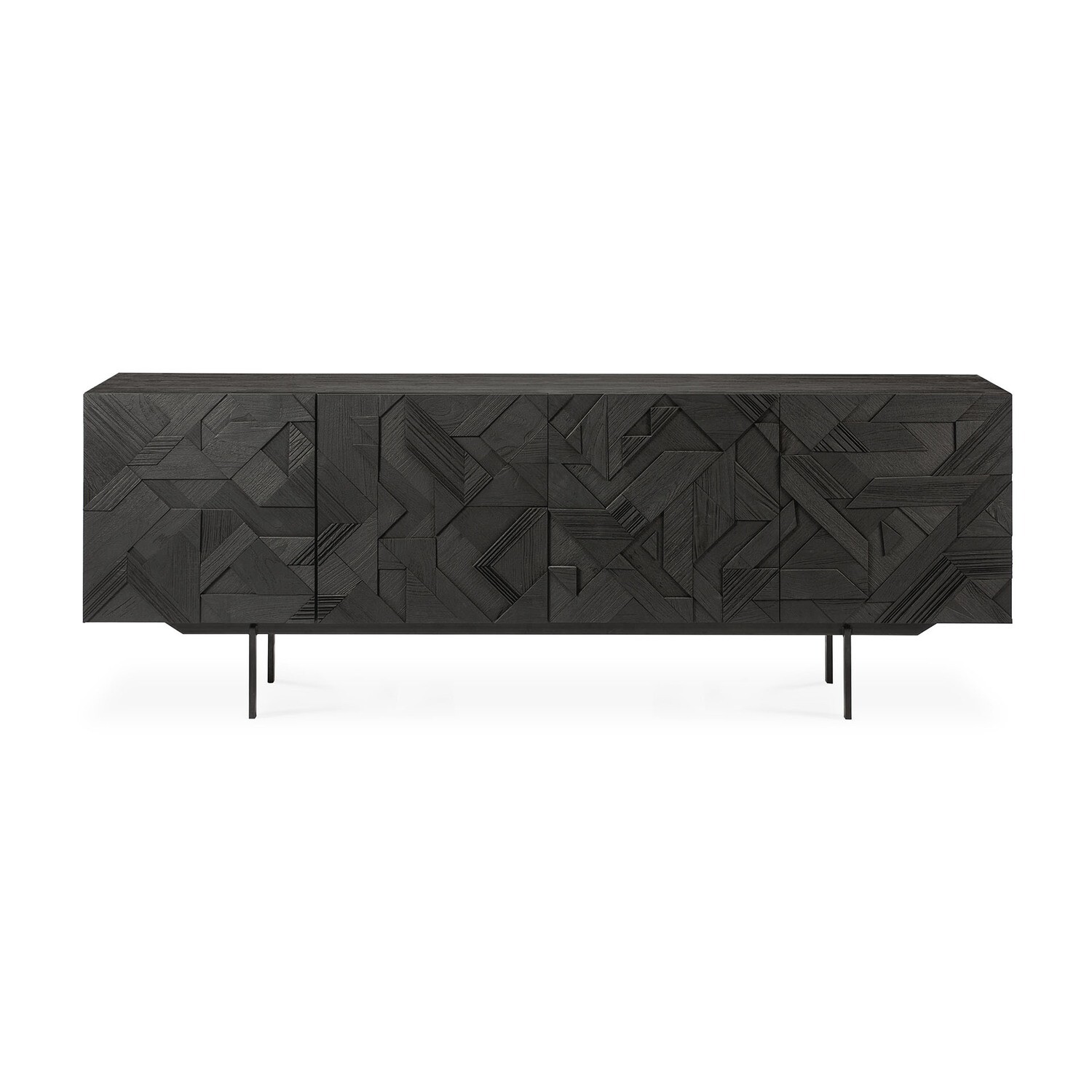 Ethnicraft - Graphic Anrichte - Teak, Breite: 224cm - 4 Türen