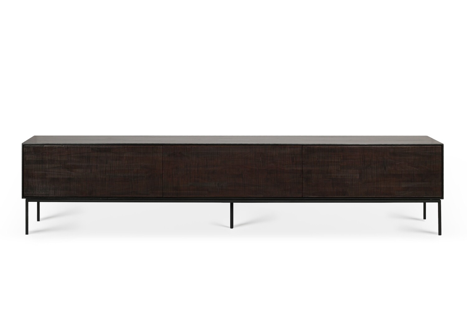 Ethnicraft - Grooves TV Möbel - Teak, Breite: 242cm - 1 Flipdown Tür, 2 Schubladen