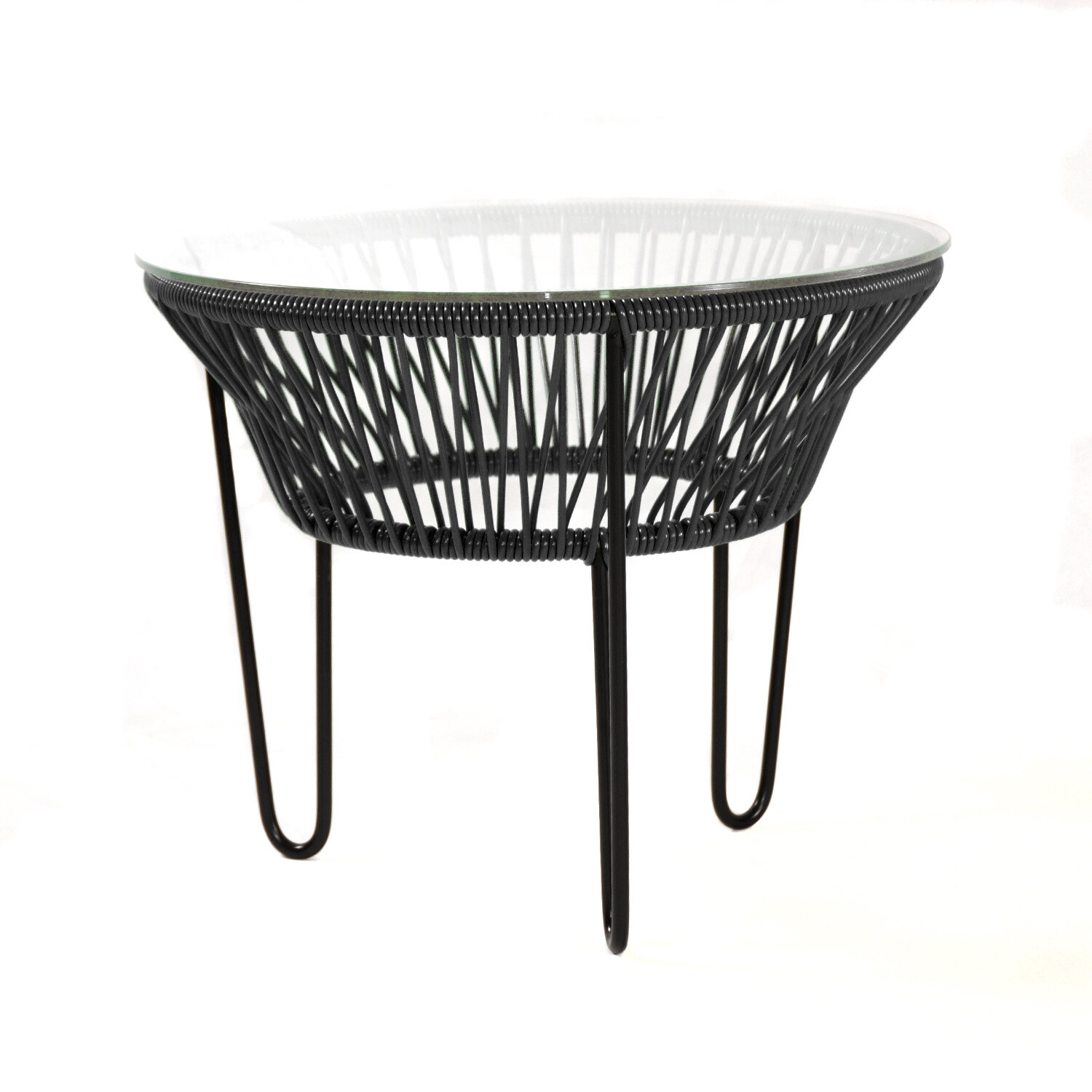 Boqa - Toca Beistelltisch, Farbe Gestell: Weiss, Farbe Bespannung: Schwarz - Noir