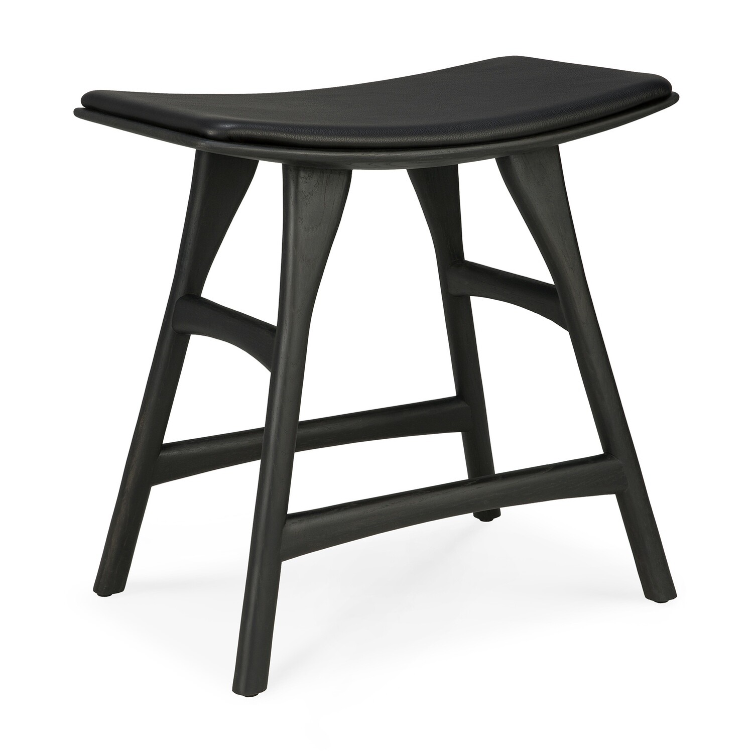 Ethnicraft - Osso Hocker - Eiche schwarz, mit Sitzpolster, Höhe: 50cm