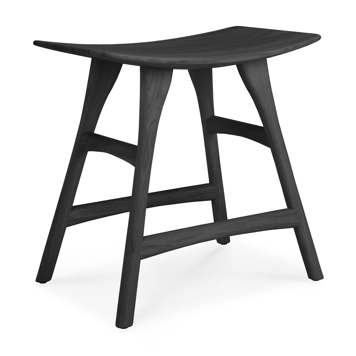 Ethnicraft - Osso Hocker - Eiche schwarz gebürstet und lackiert, Höhe: 48cm
