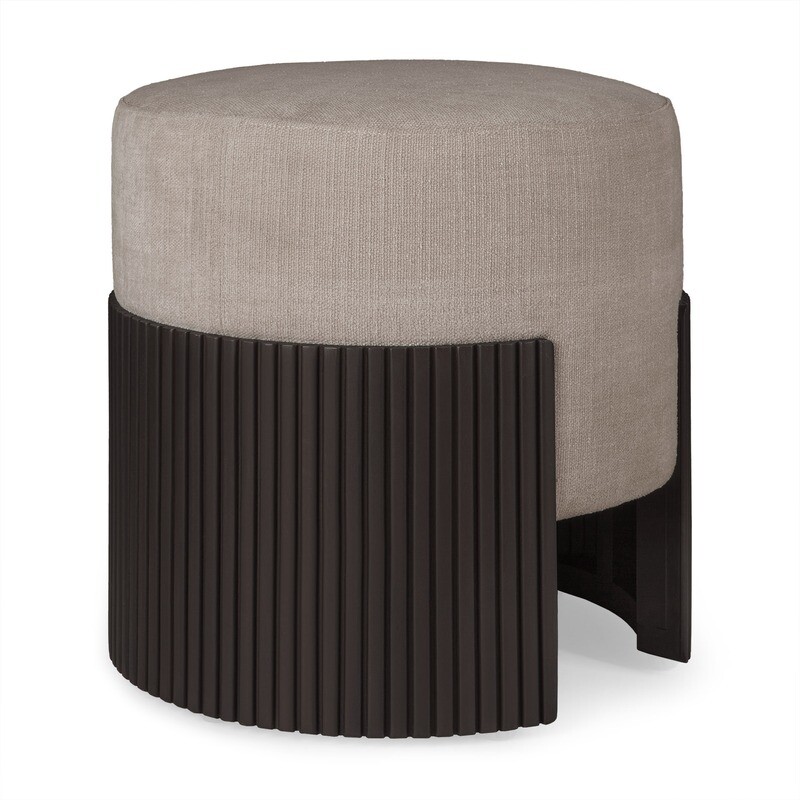 Ethnicraft - Roller Max Pouf petit - Acajou, tissu