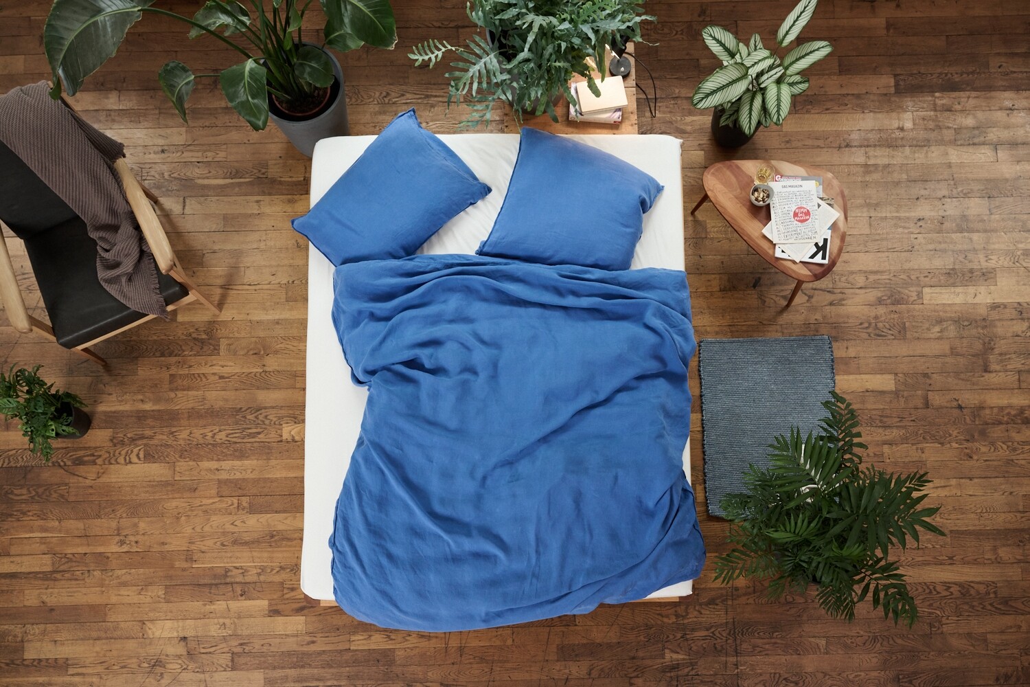 Lavie - Lotta Bettwäsche - Hanf, Royal blue, Grösse und Art: Duvetbezug 200 x 210cm