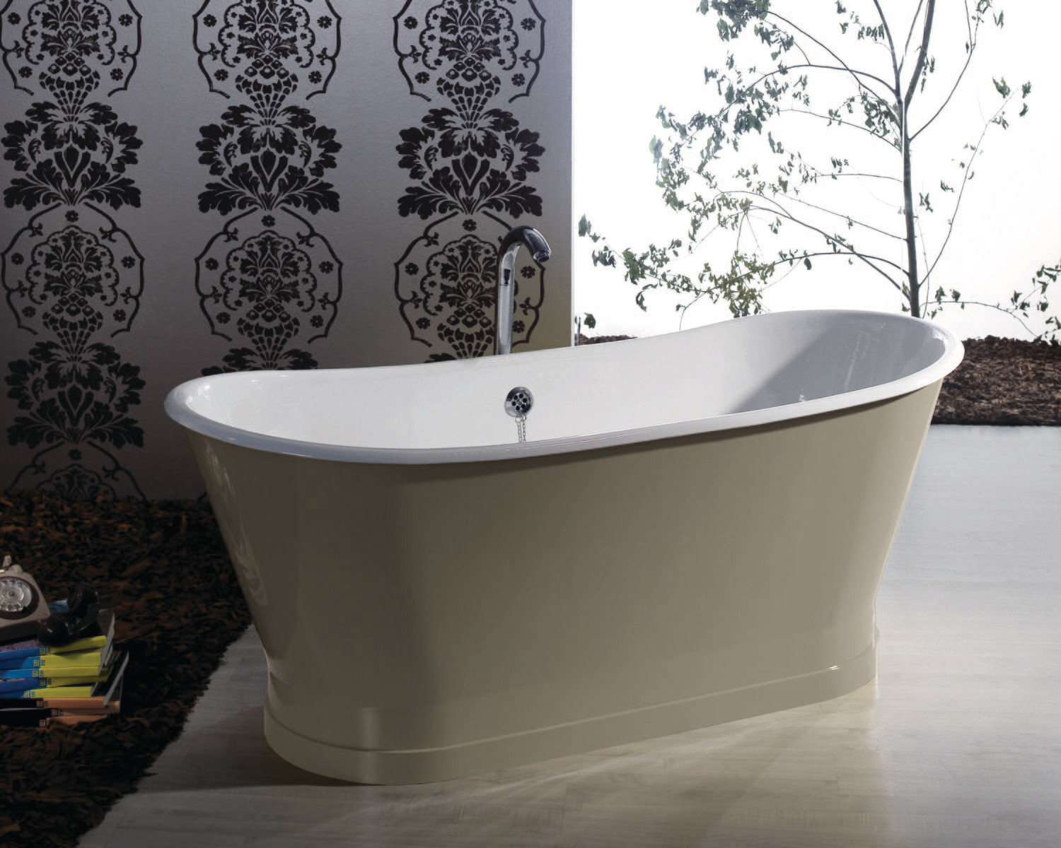 Bleu Provence - Antica Colorato Badewanne - mit Sockel