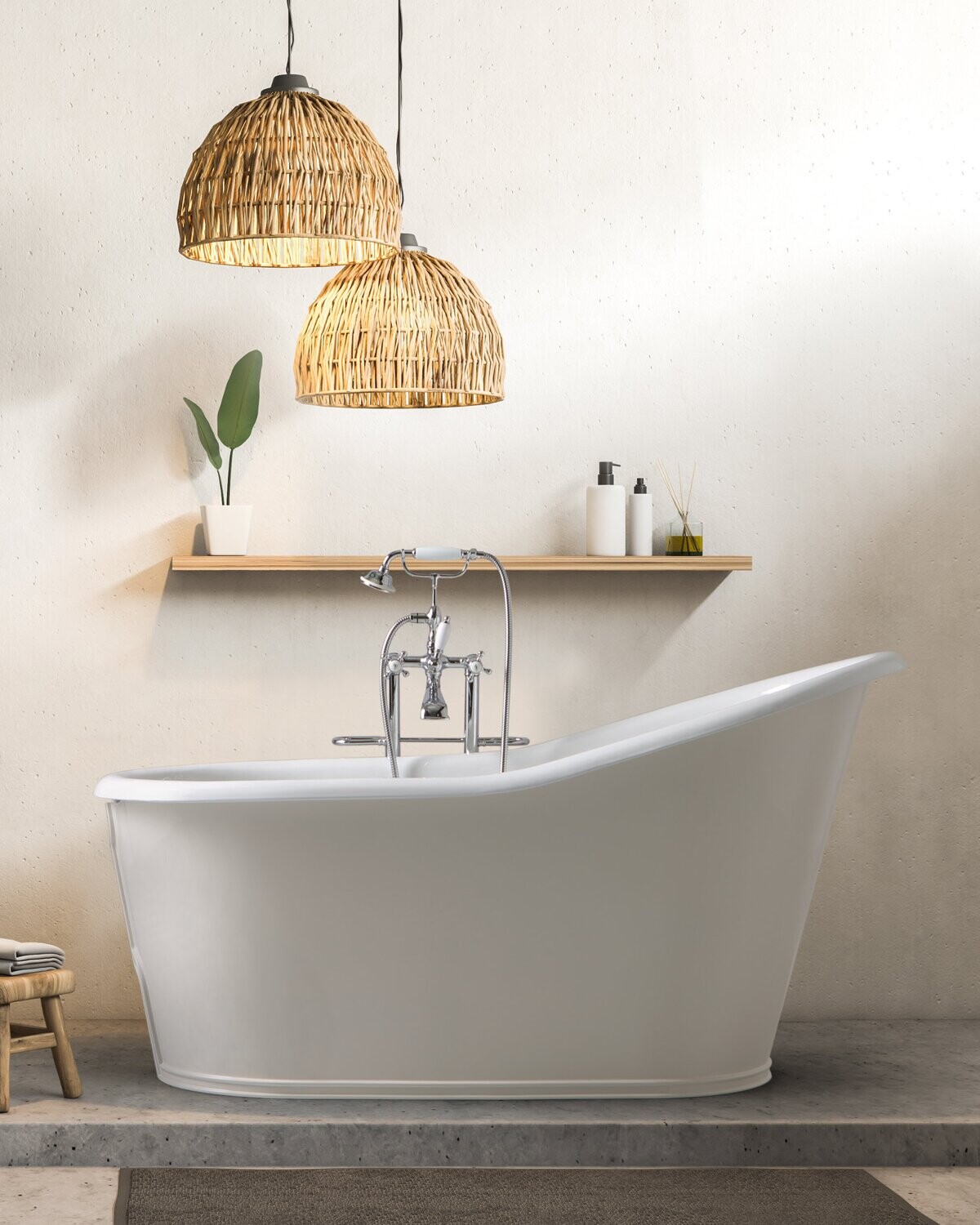 Bleu Provence - Old Lavande Badewanne - mit Sockel