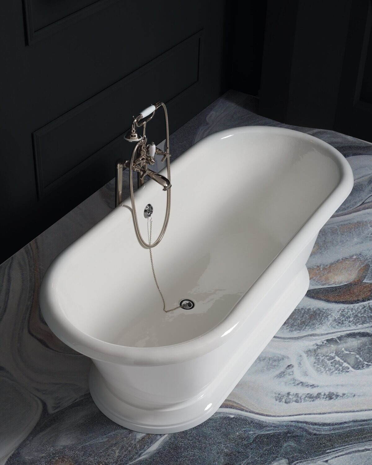 Bleu Provence - Shabby Badewanne - mit Sockel