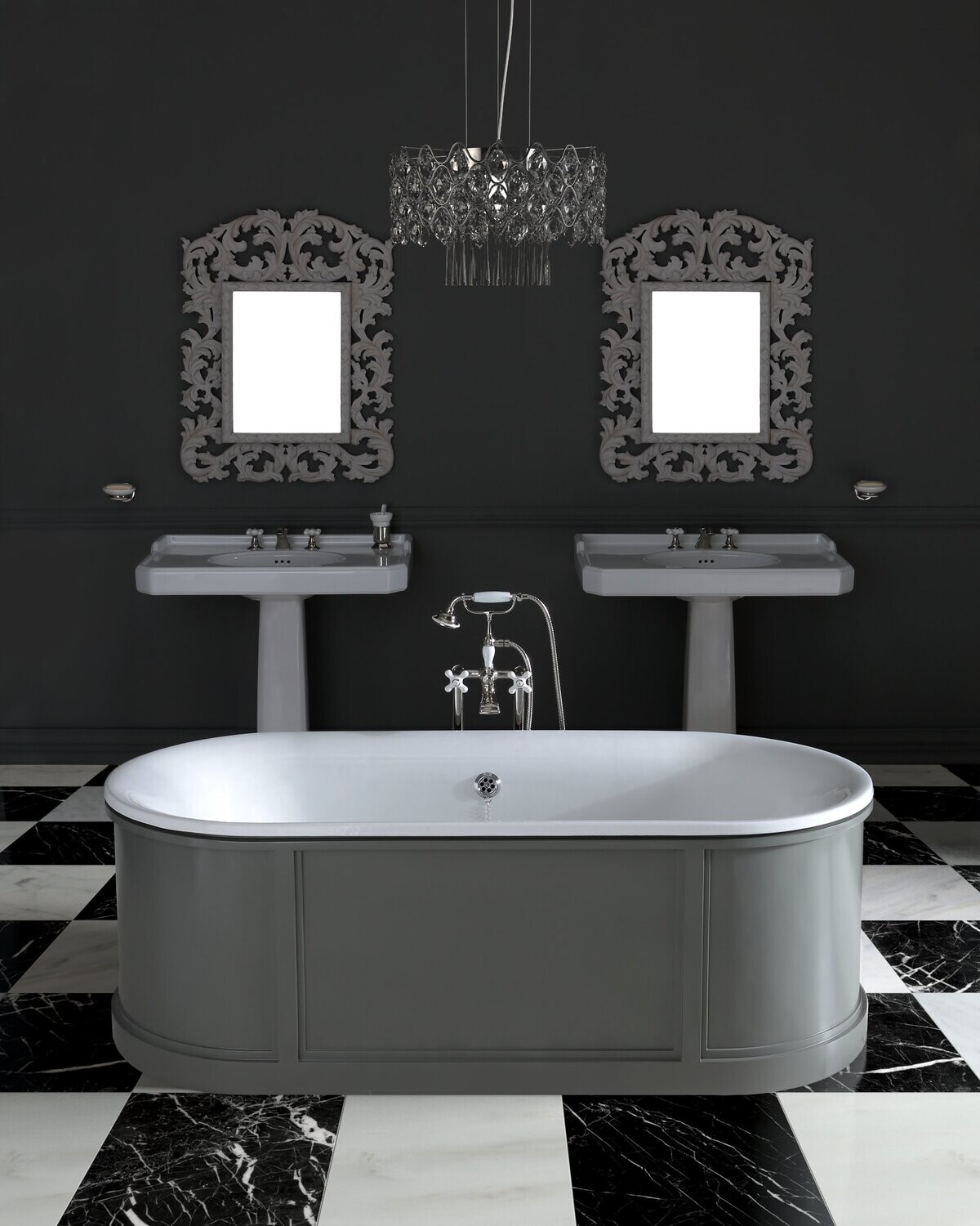 Bleu Provence - Chic Badewanne - mit Sockel