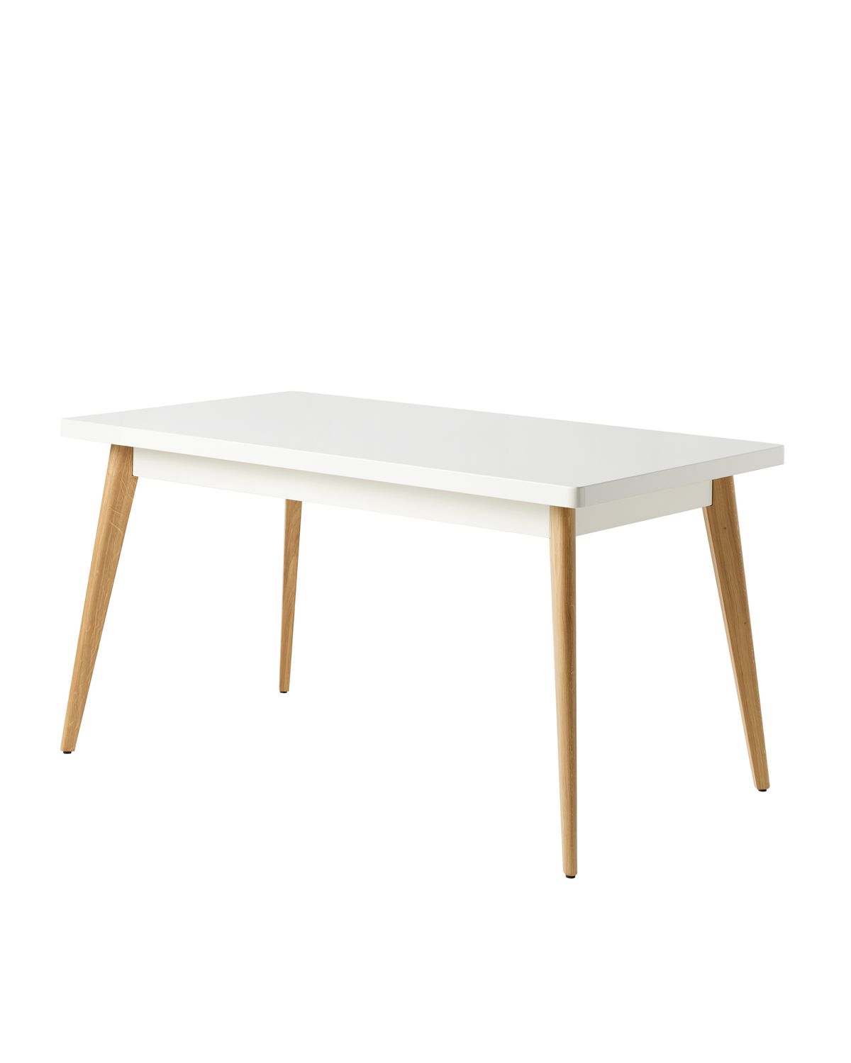 Tolix - Tisch 55 - Beine Eiche, Grösse: (L) 140cm x (B) 80cm, Farbe: Blanc pur