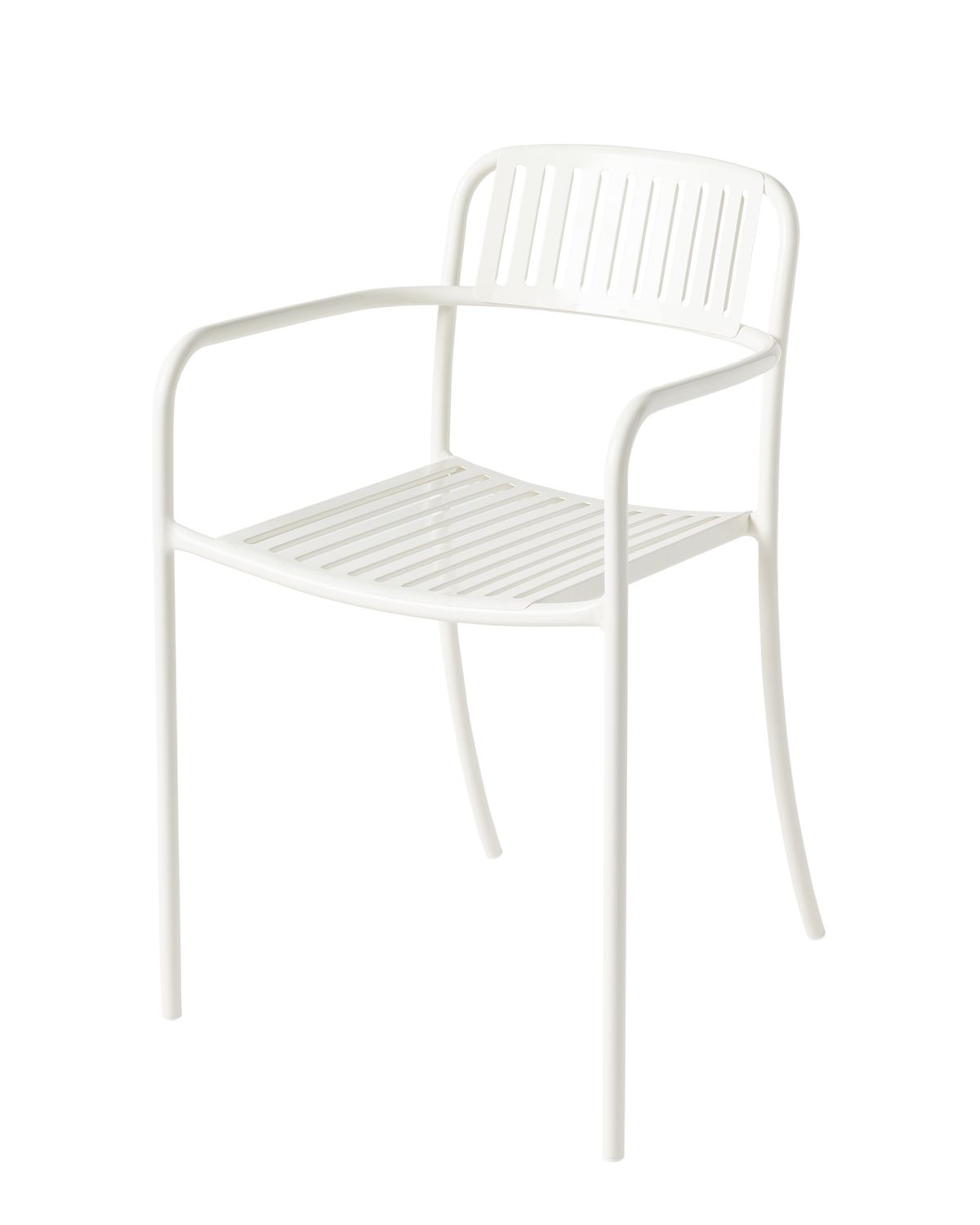 Tolix - Armlehnstuhl Patio - mit Lamellen, Farbe: Blanc pur