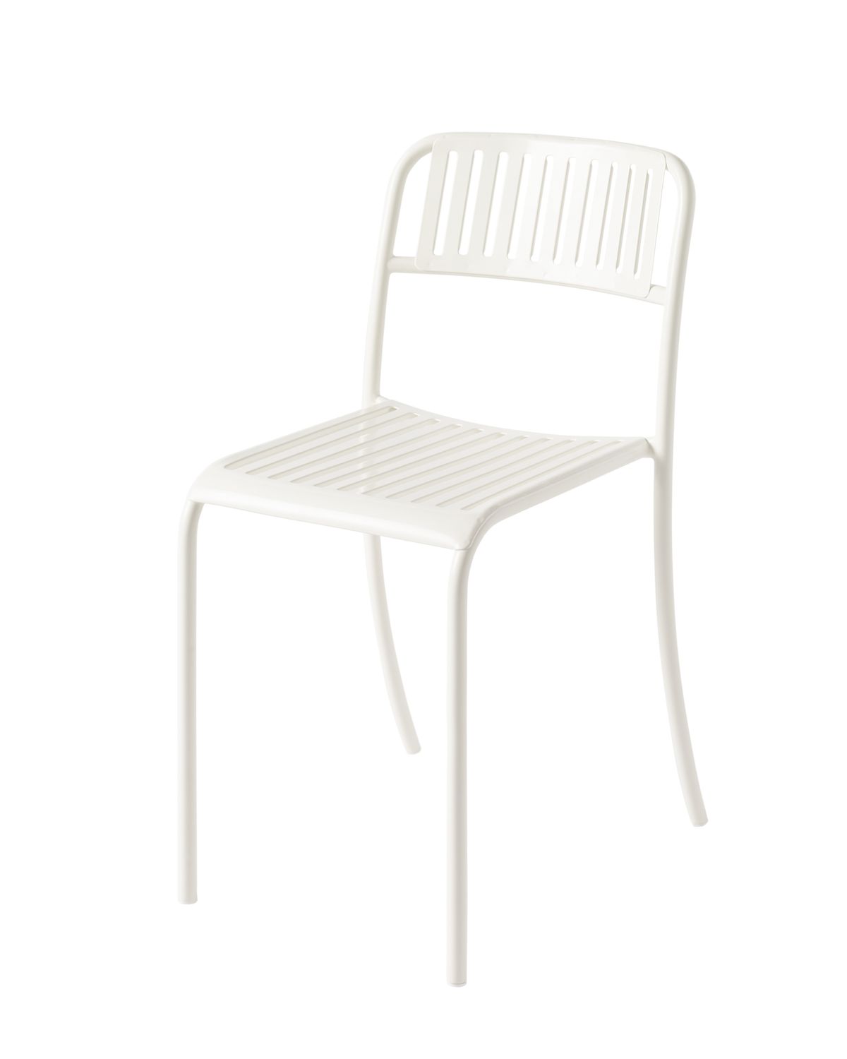 Tolix - Stuhl Patio - mit Lamellen, Farbe: Blanc pur