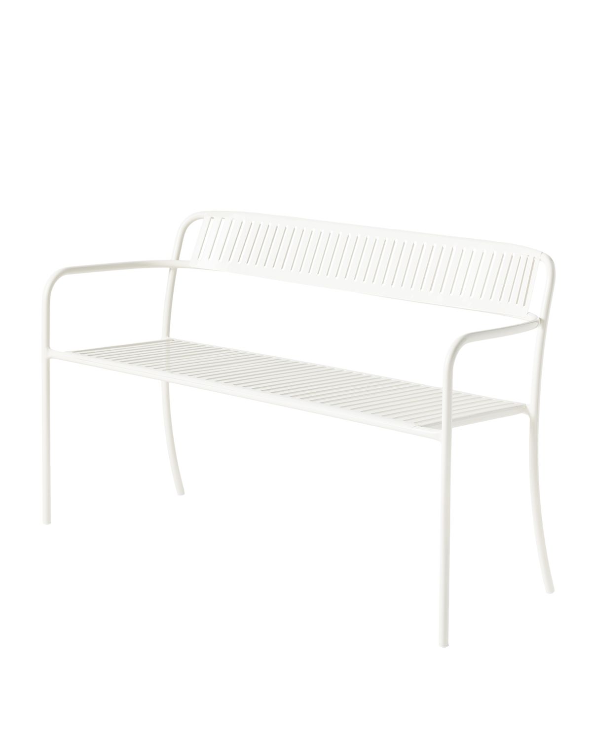 Tolix - Bank Patio mit Rückenlehne - mit Lamellen, Farbe: Blanc pur