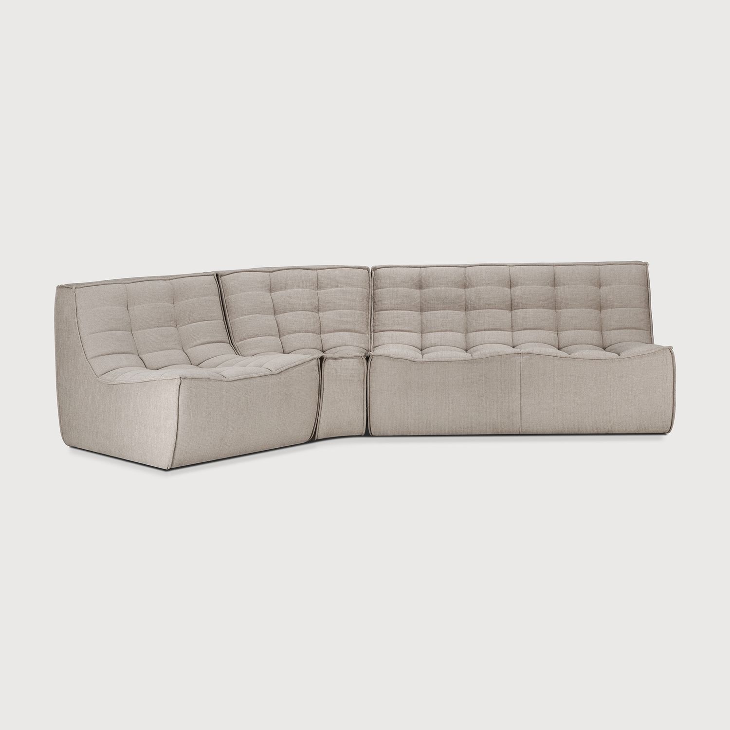 Ethnicraft - N701 Sofa - runde Ecke 45¬∞, Ecru, Eco Stoff