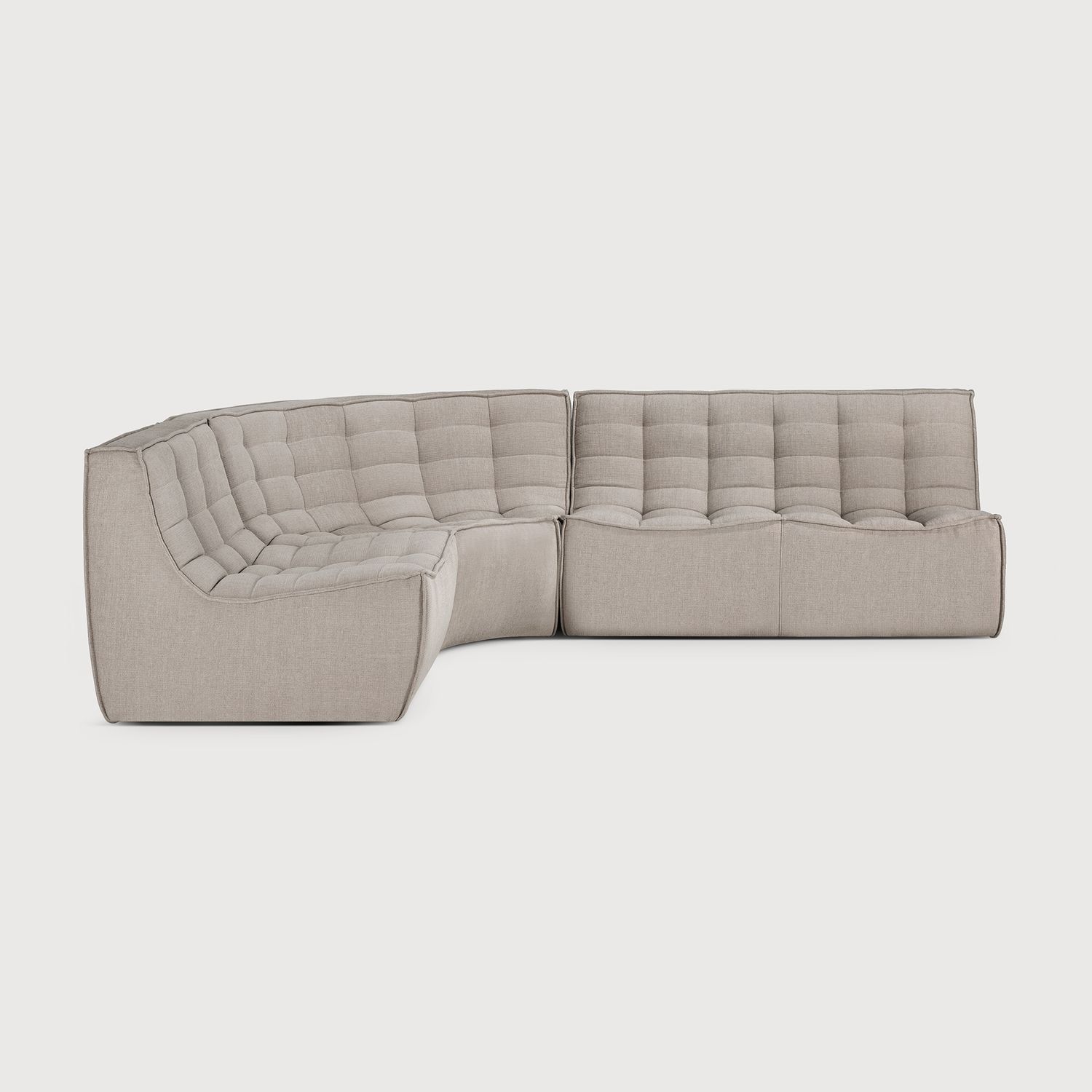 Ethnicraft - N701 Sofa - runde Ecke, Ecru, Eco Stoff