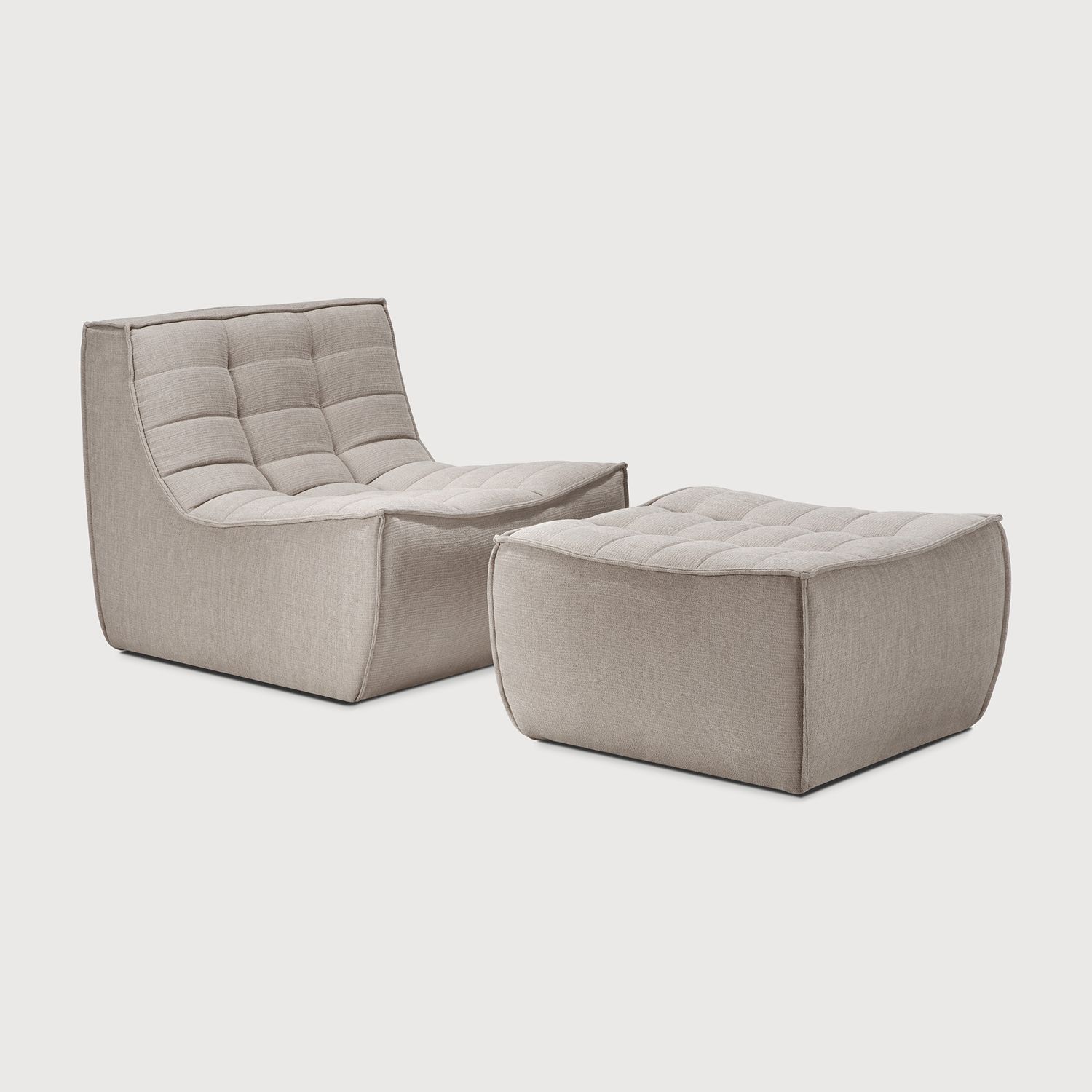 Ethnicraft - N701 Sofa - Polsterhocker, Ecru, Eco Stoff