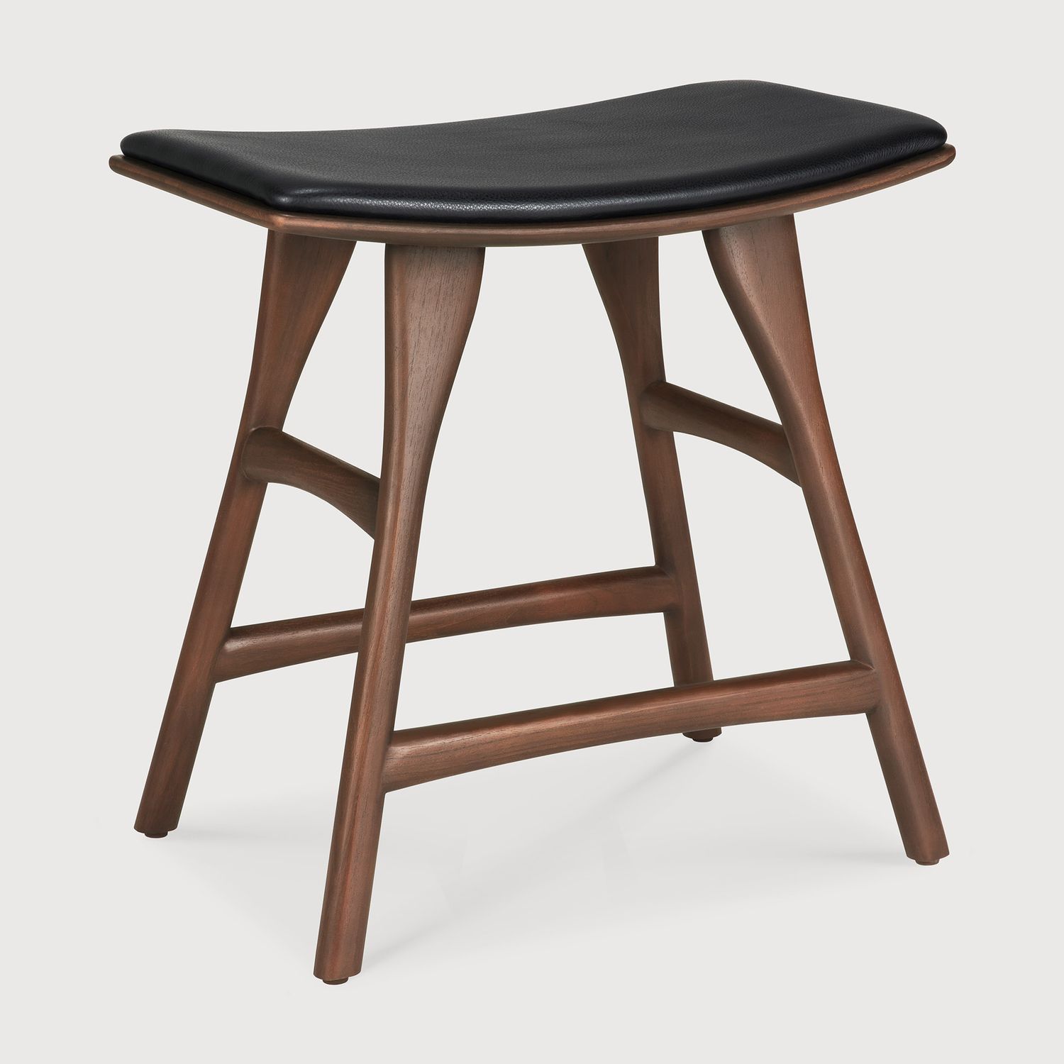 Ethnicraft - Osso Hocker - Teak braun, mit Sitzpolster, Höhe: 50cm