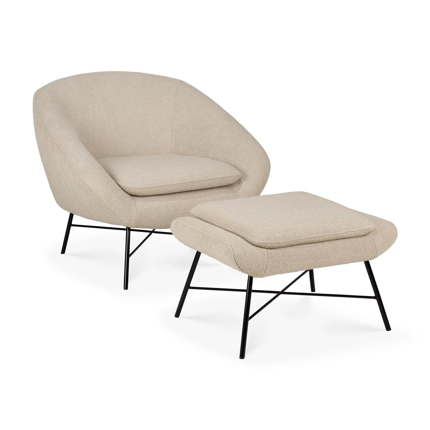 Ethnicraft - Barrow Polsterhocker - Off White