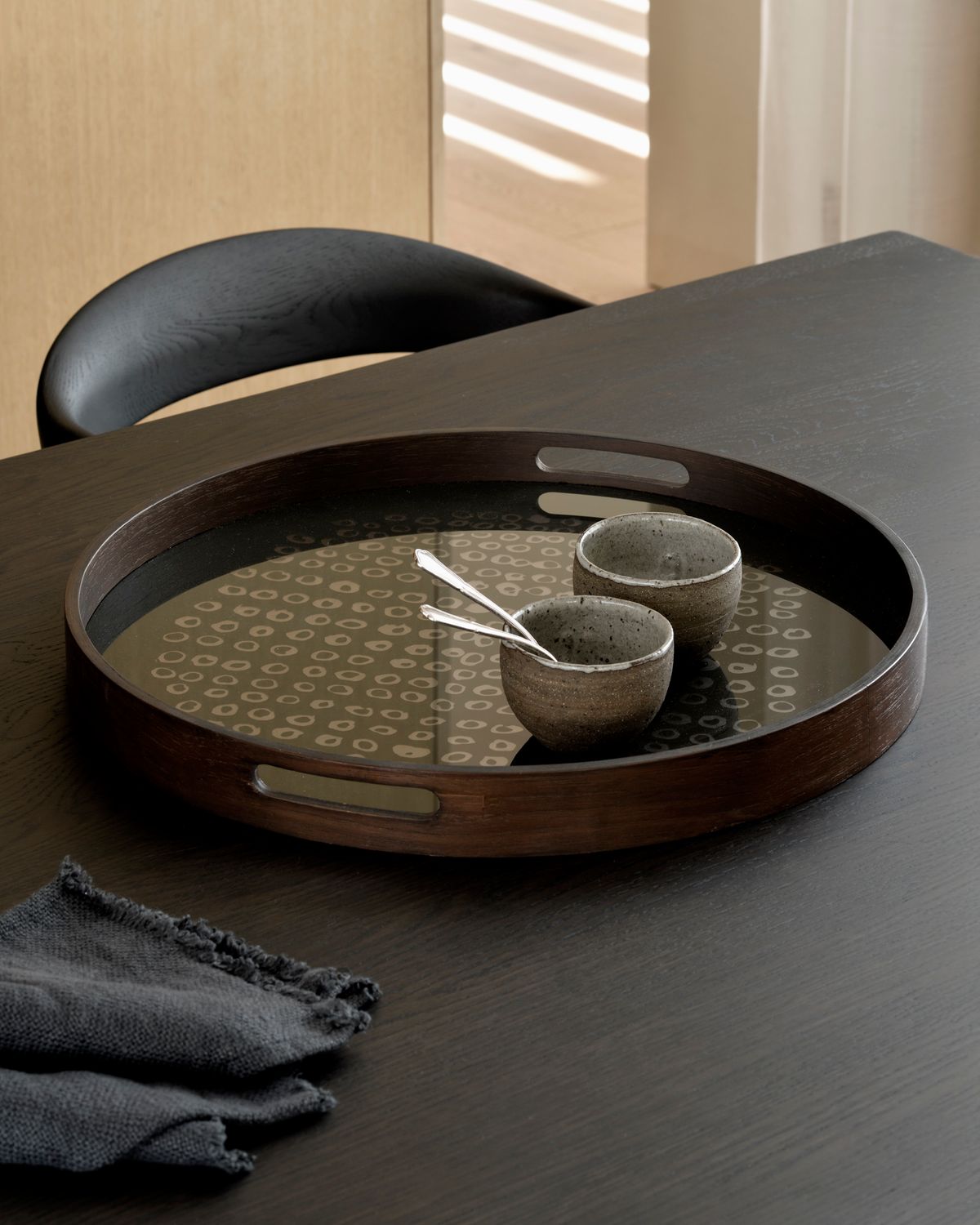 Ethnicraft - Tablett rund S - Glas, Second Nature