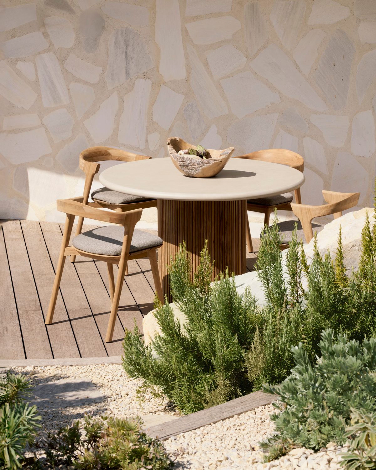 Ethnicraft - Roller Max Esstisch Outdoor - Teak, Beton