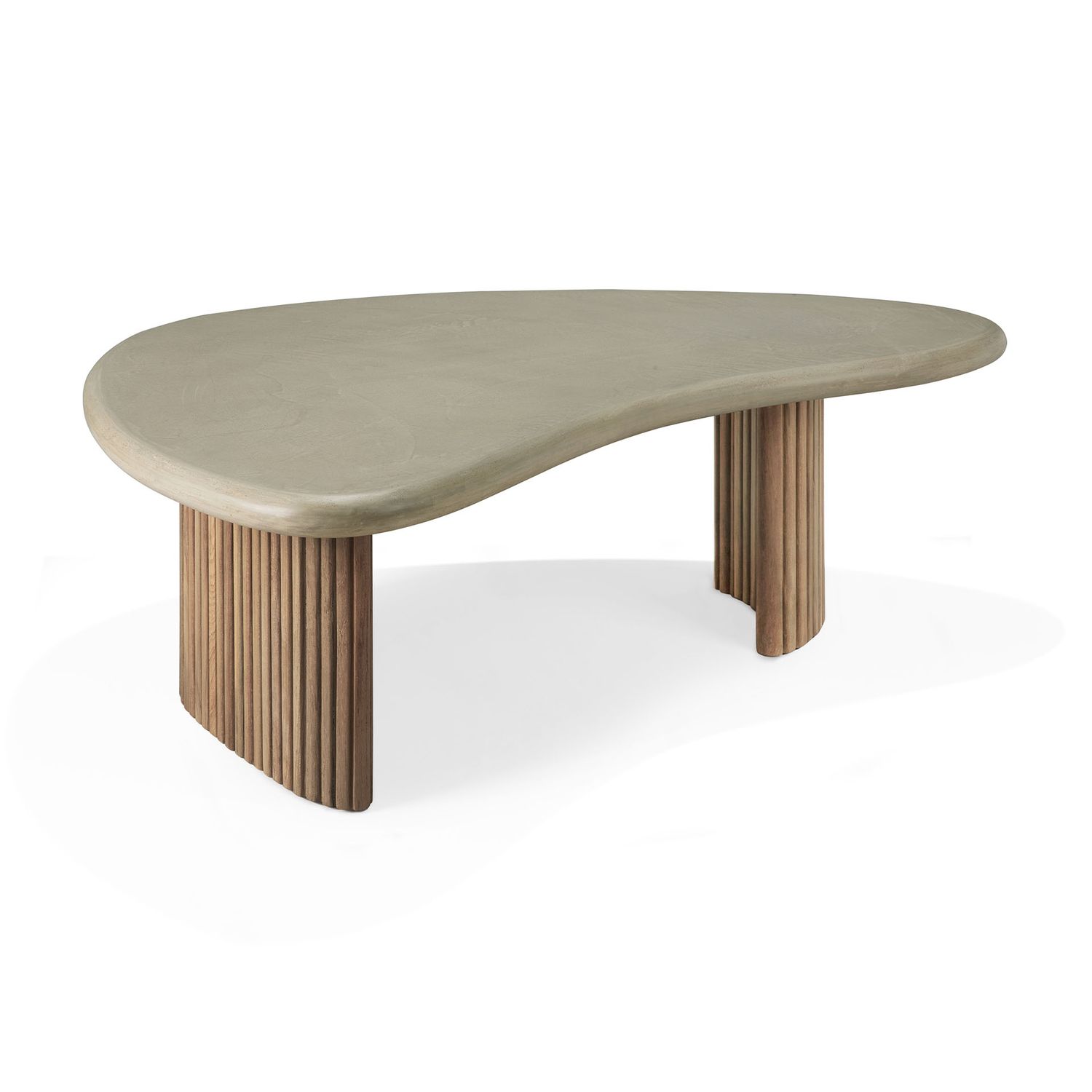 Ethnicraft - Boomerang Couchtisch Outdoor - Teak, Beton, Grösse: (L) 90cm x (H) 29cm x (B) 61cm