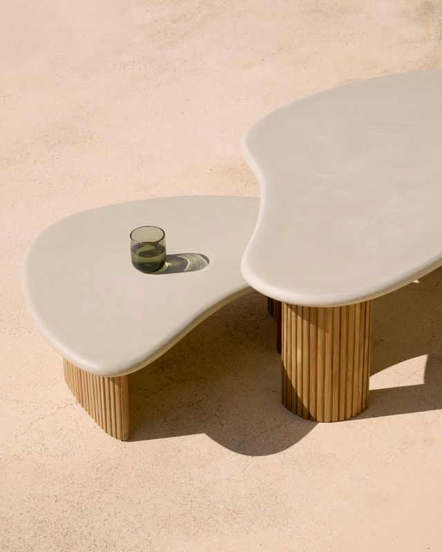Ethnicraft - Boomerang Table basse Outdoor - Teck, béton