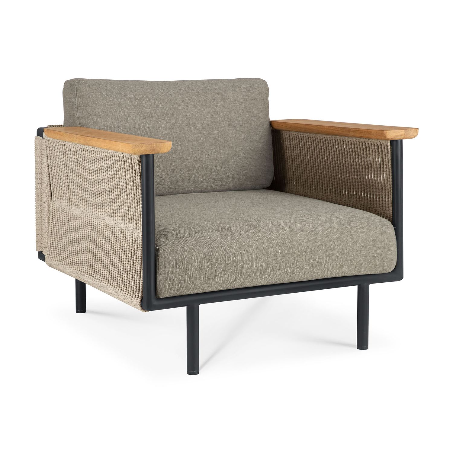 Ethnicraft - Corbey Loungesessel Outdoor - Aluminium, Kissen: Silt