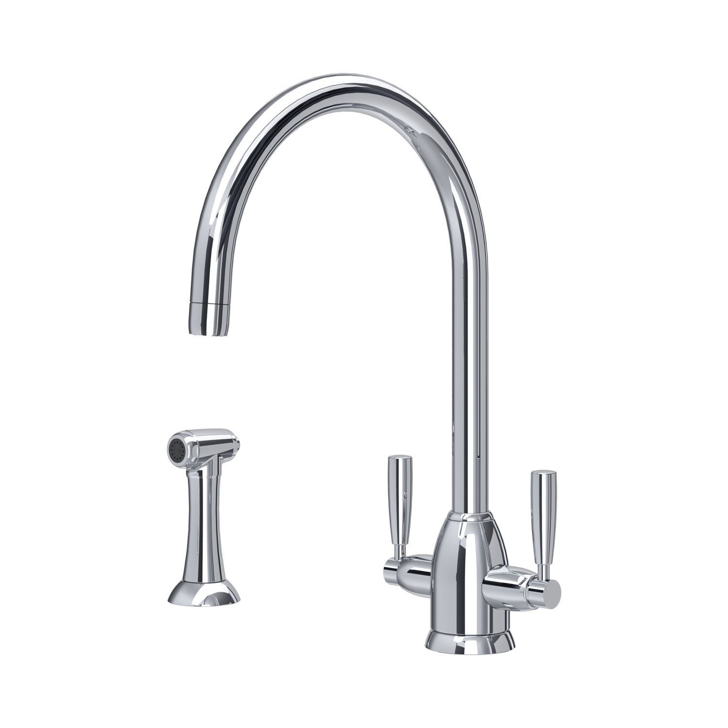 Perrin &amp; Rowe - LANGBOURN Küchenarmatur - Monoblock, 2 Hebel, mit Tischbrause, Ausführung: Chrome