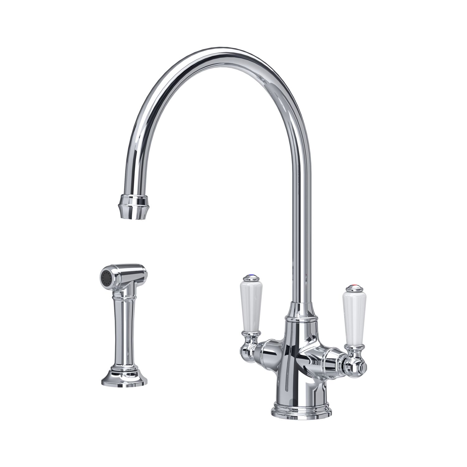 Perrin &amp; Rowe - PHOENICIAN Küchenarmatur - Monoblock, 2 Hebel, mit Tischbrause