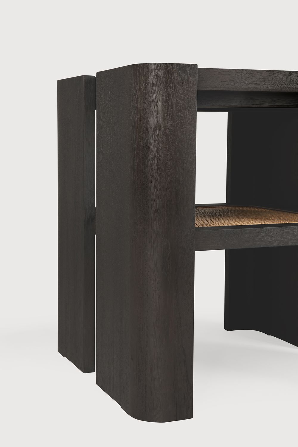 Ethnicraft - Panel Beistelltisch - Teak, dunkelbraun, Rattan Roasted