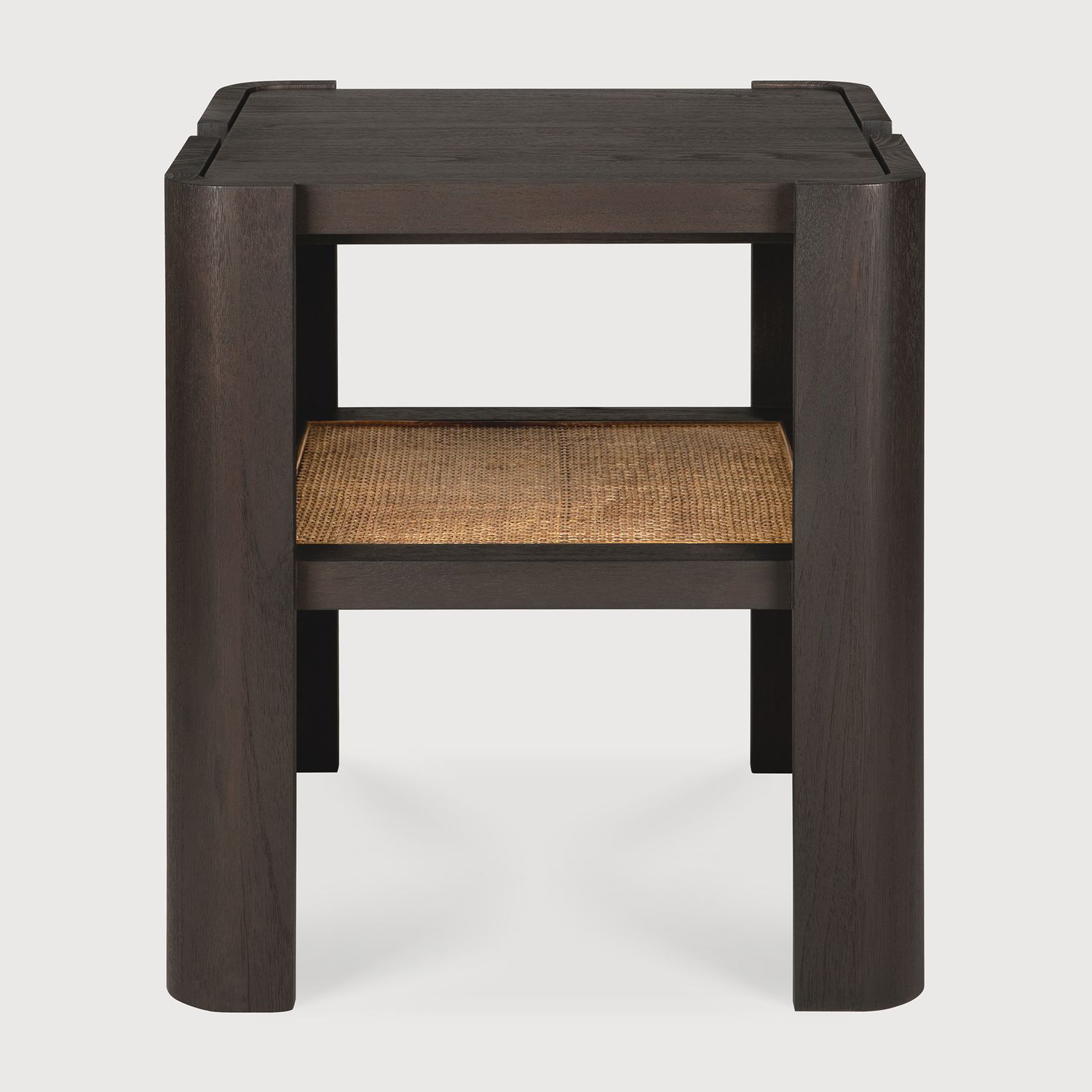 Ethnicraft - Panel Beistelltisch - Teak, dunkelbraun, Rattan Roasted
