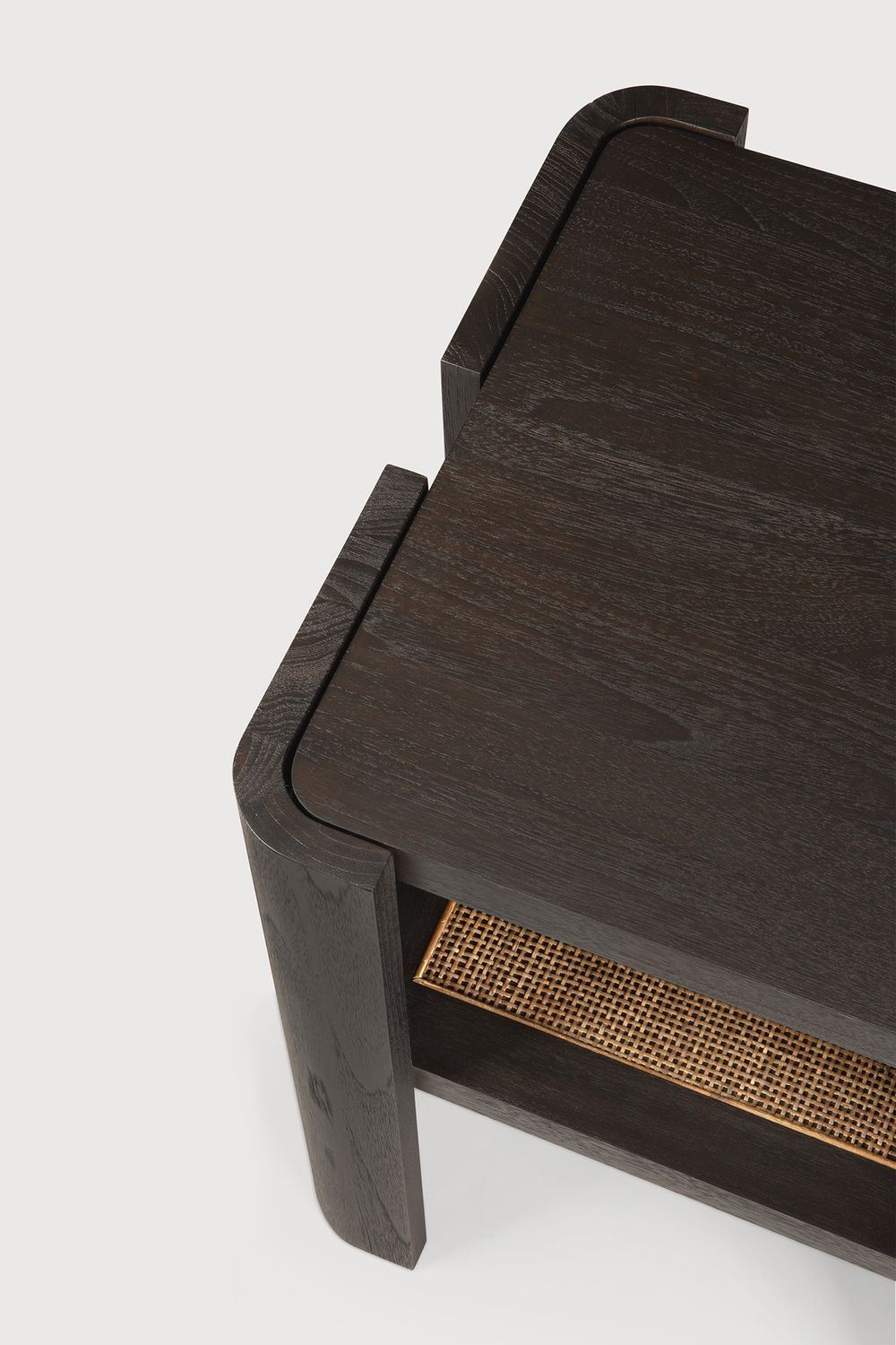 Ethnicraft - Panel Beistelltisch - Teak, dunkelbraun, Rattan Roasted