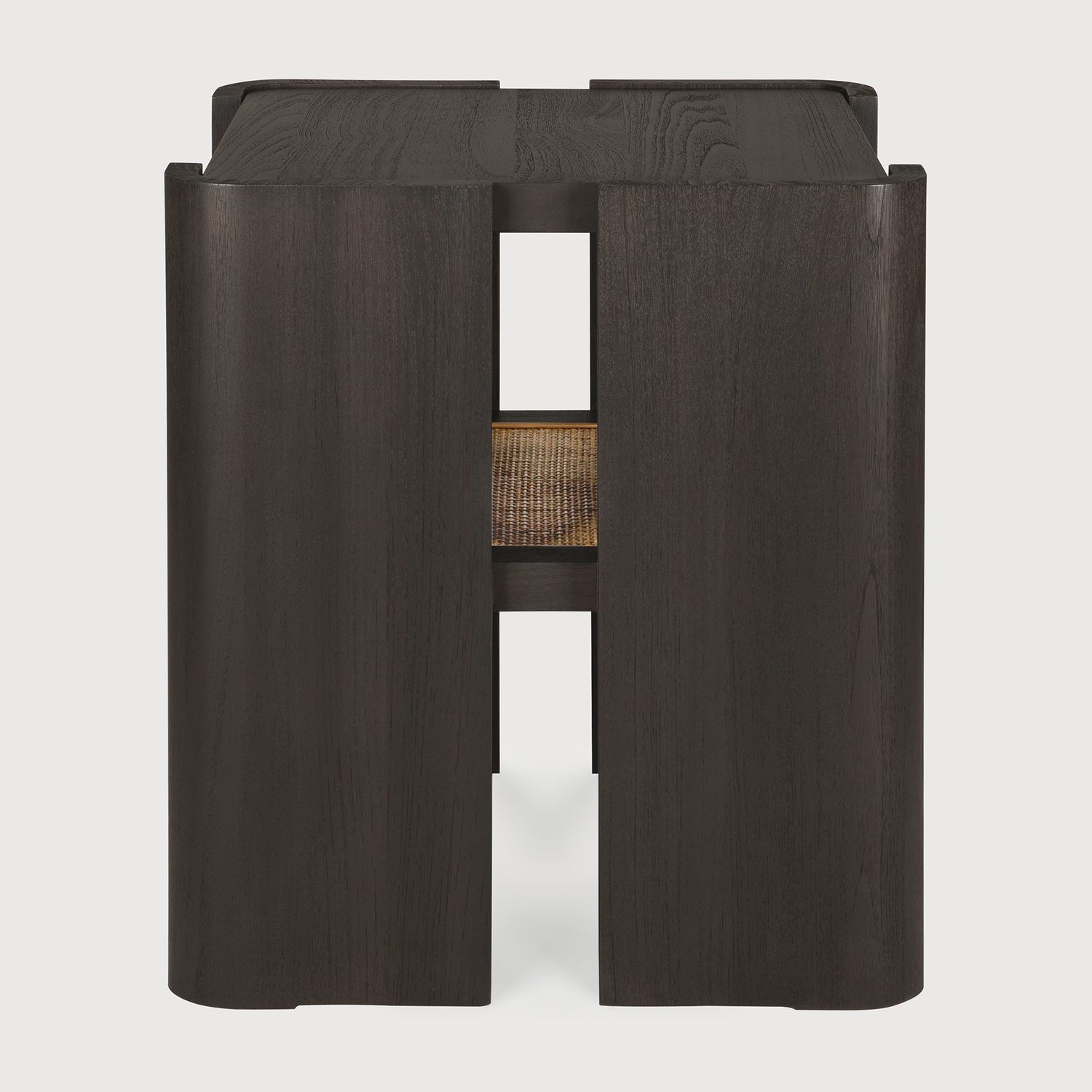 Ethnicraft - Panel Beistelltisch - Teak, dunkelbraun, Rattan Roasted