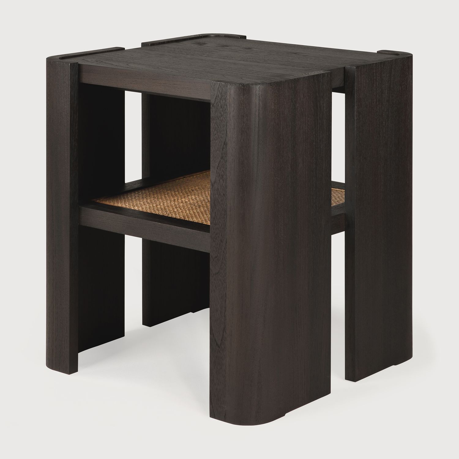 Ethnicraft - Panel Beistelltisch - Teak, dunkelbraun, Rattan Roasted