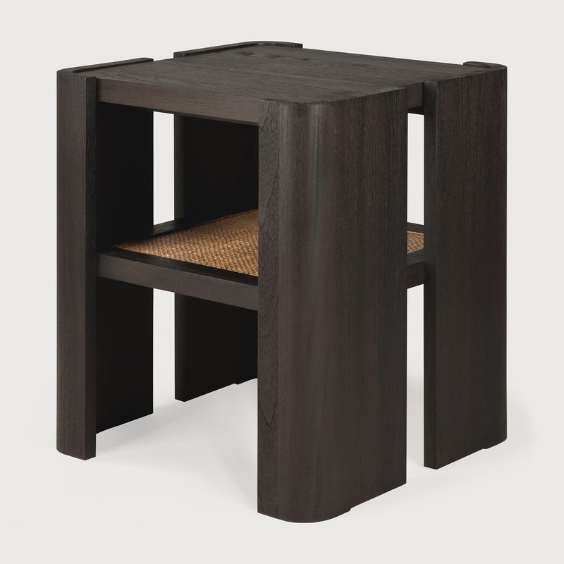 Ethnicraft - Panel Beistelltisch - Teak, dunkelbraun, Rattan Roasted