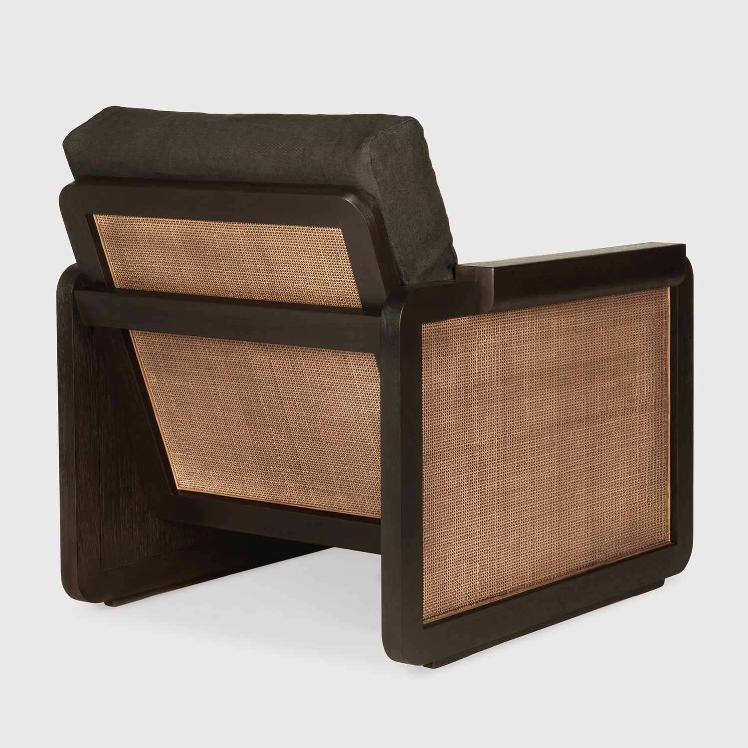 Ethnicraft - Panel Loungesessel - Teak, dunkelbraun, Rattan Roasted