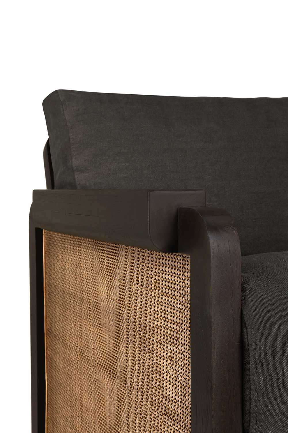 Ethnicraft - Panel Loungesessel - Teak, dunkelbraun, Rattan Roasted