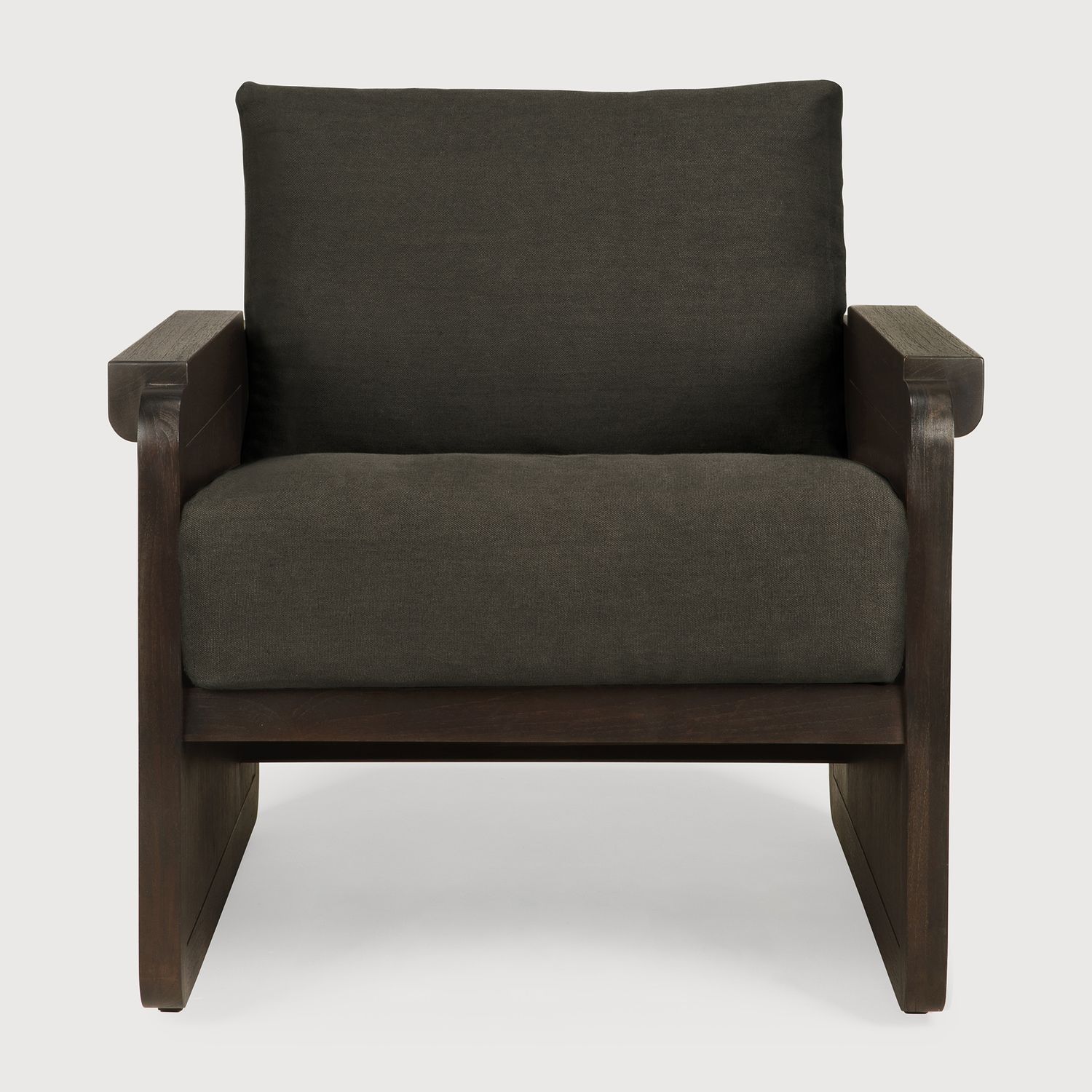 Ethnicraft - Panel Loungesessel - Teak, dunkelbraun, Rattan Roasted