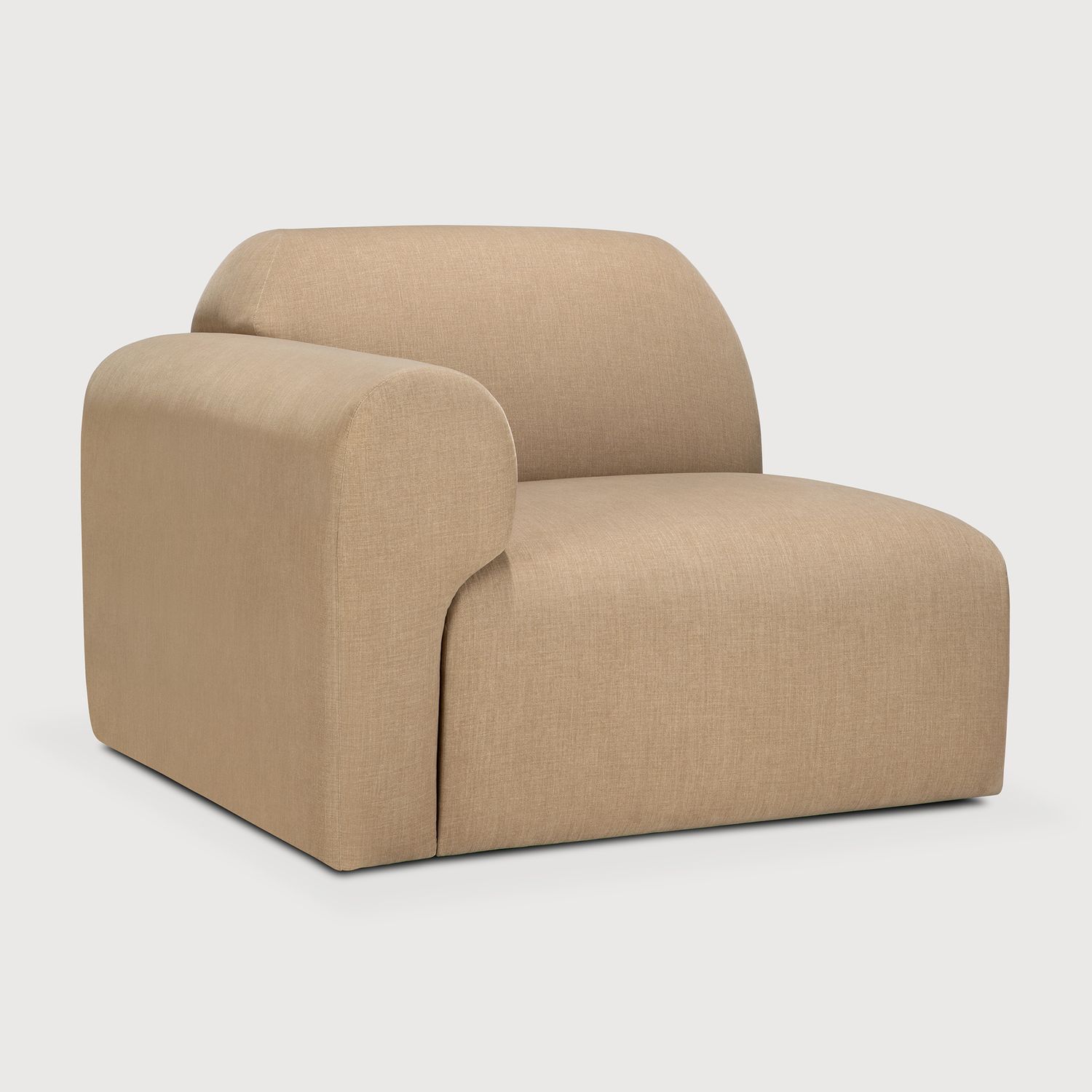 Ethnicraft - Bulky Modulsofa - 1-Sitzer, Armlehne rechts, Light Sepia