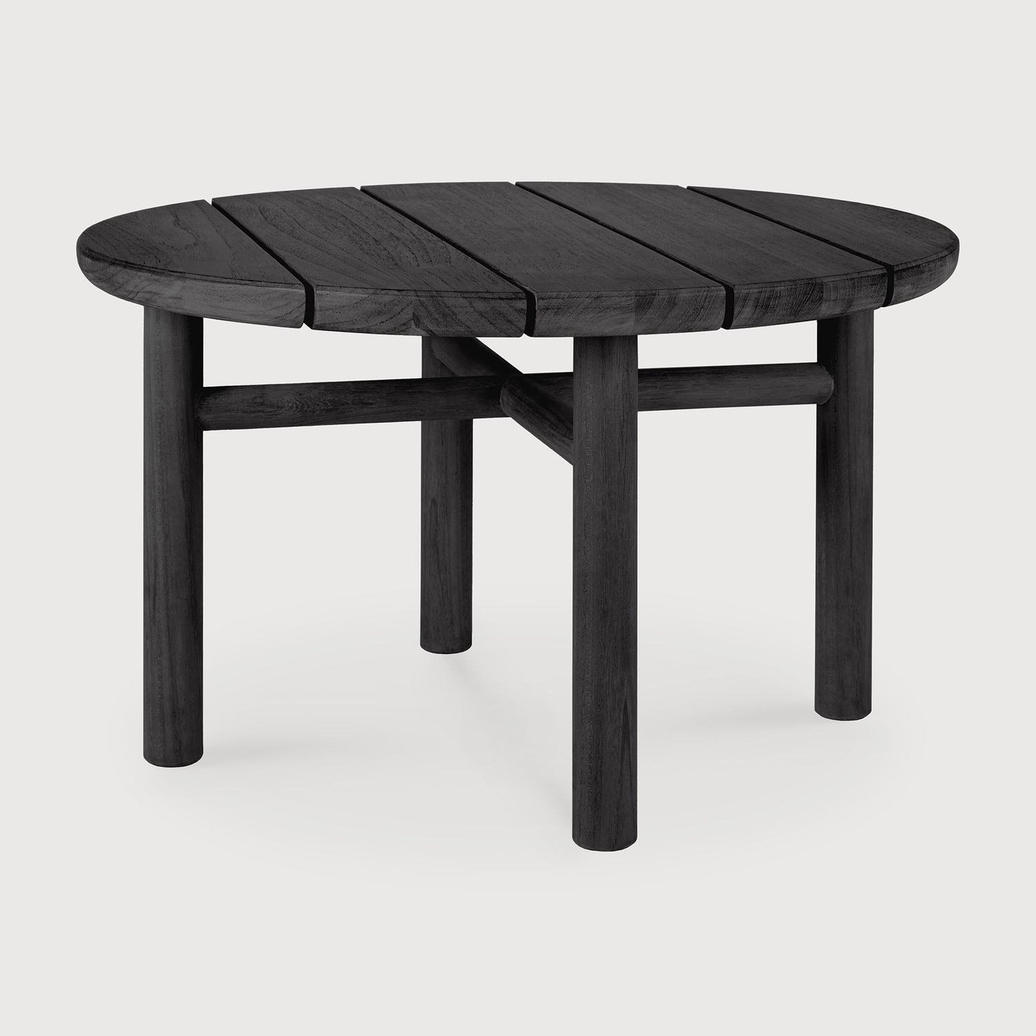 (Sale) Ethnicraft - Jack Outdoor Set Loungesessel, Hocker und Beistelltisch - Teak, schwarz