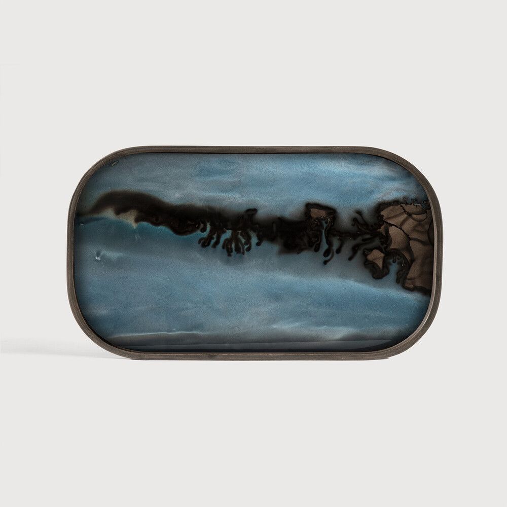 Ethnicraft - Organic Minitablett - Glas, gold, rechteckig, L