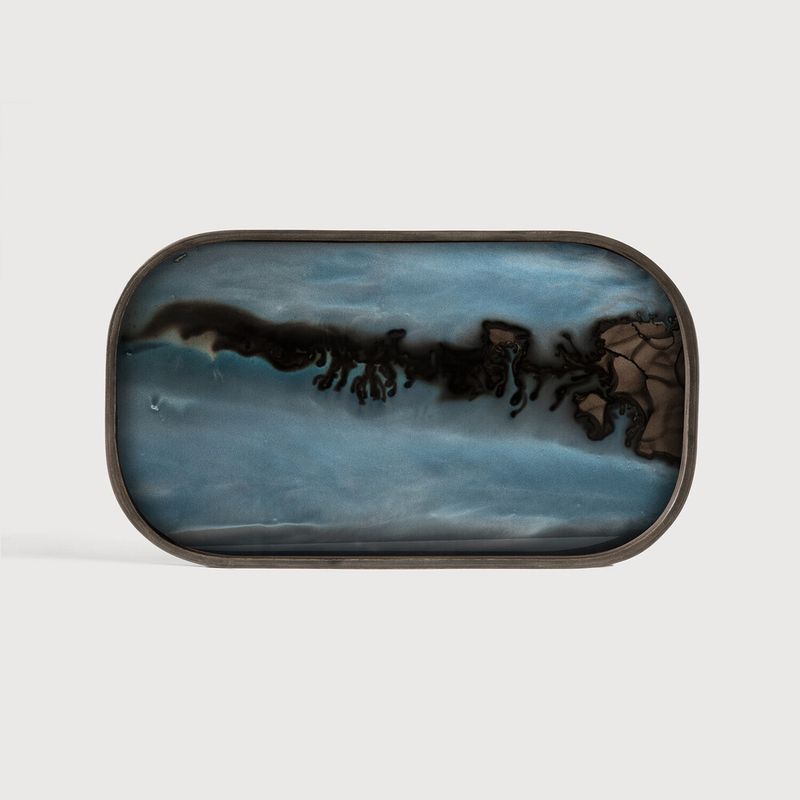 Ethnicraft - Organic Minitablett - Glas, gold, rechteckig, L