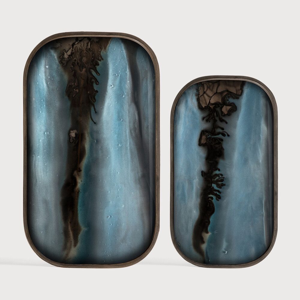 Ethnicraft - Organic Minitablett - Glas, gold, rechteckig, L