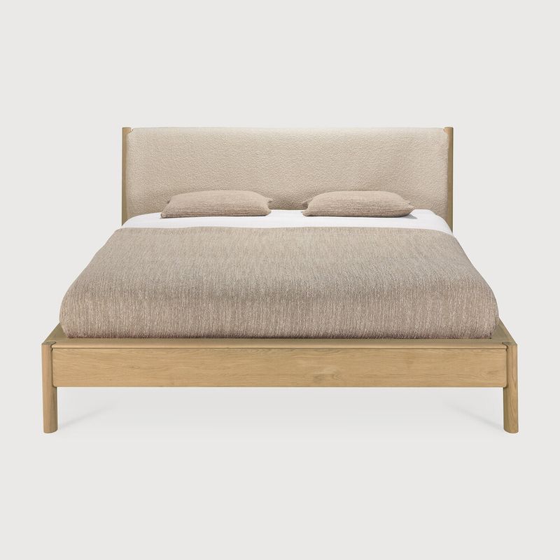 Ethnicraft - PI Bett - Cloud Stoff, ohne Lattenrost, abnehmbarer Bezug