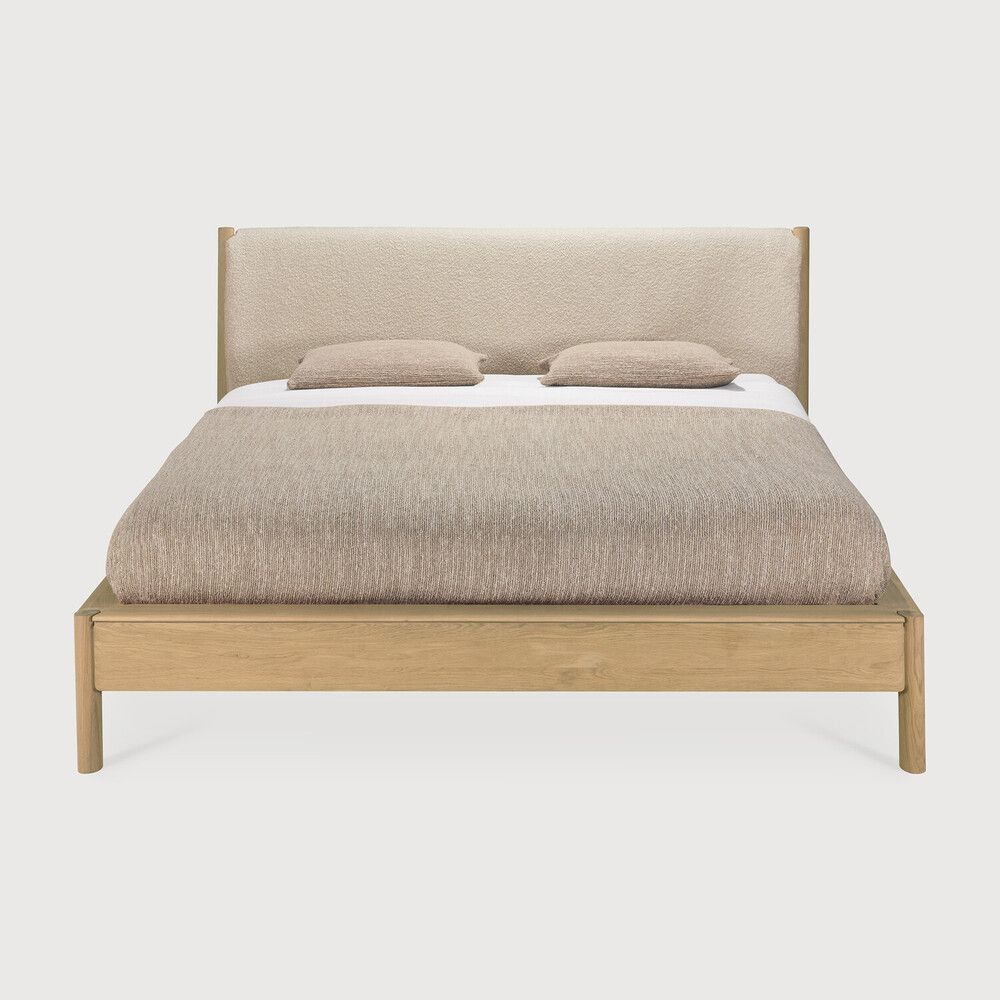 Ethnicraft - PI Bett - Cloud Stoff, ohne Lattenrost, abnehmbarer Bezug, Grösse (Matratze): 160 x 200 cm, Bettstruktur: Komplett