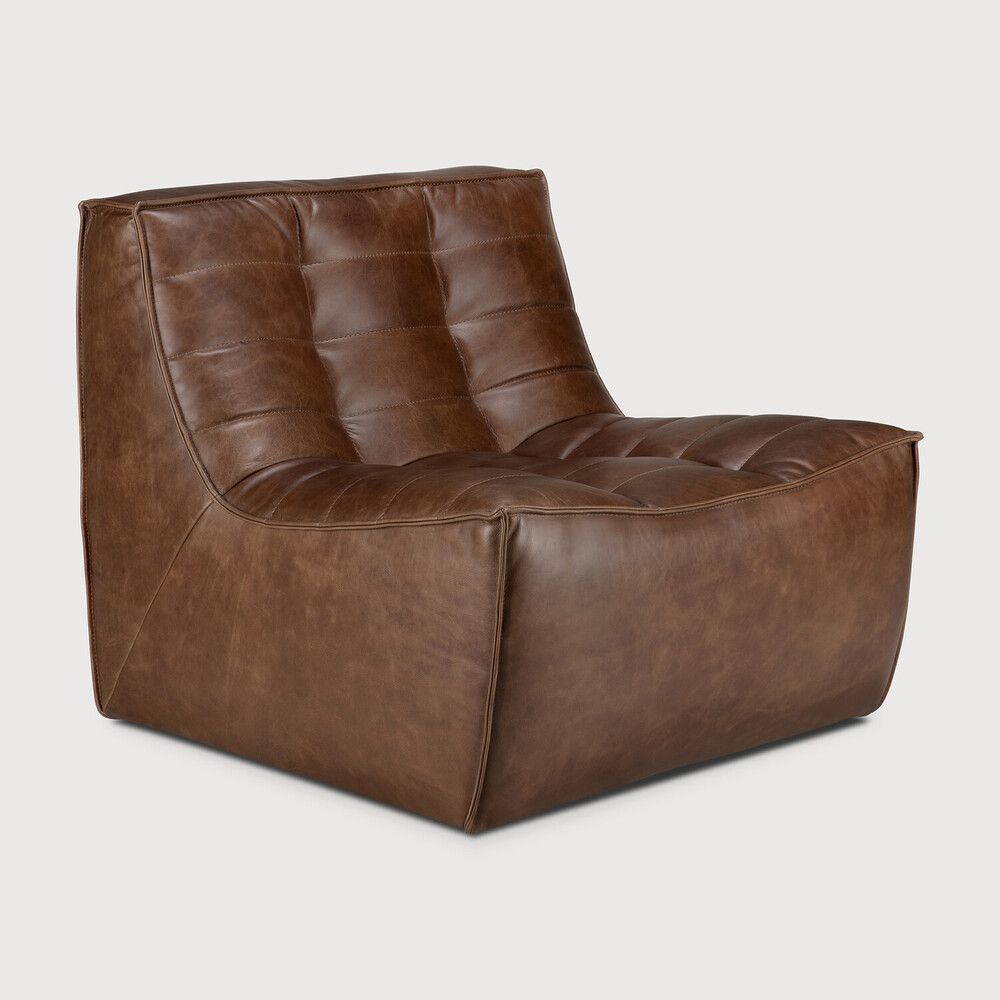 Ethnicraft - N701 Modulsofa - Leder - kastanie, Grösse: Einsitzer