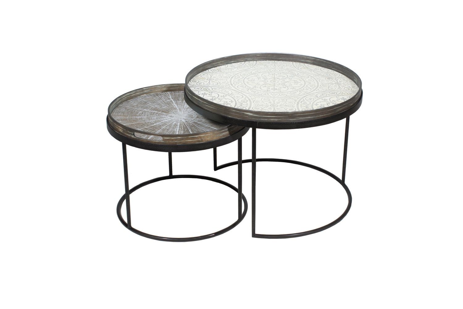 Ethnicraft - Couchtisch Set - rund, S/L, Höhe 31cm und 38cm