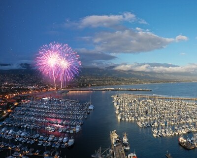 SB Harbor Fireworks 4D | Signed Print