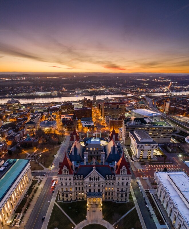 Albany Capitol Aerial at Dawn | Signed Print