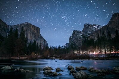 Yosemite Valley View Night | Signed Print