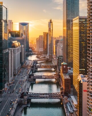 Chicago River Sunset | Signed Print