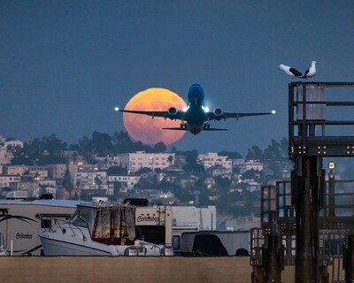 Super Blue Moon behind SAN (1)  | Signed Print